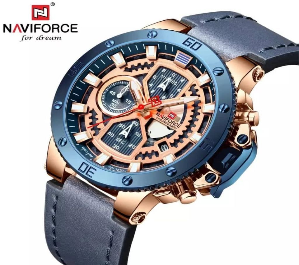 NAVIFORCE NF9159 Luxury Sports Chronograph Military Army PU Leather party watch for Men (hot sell)