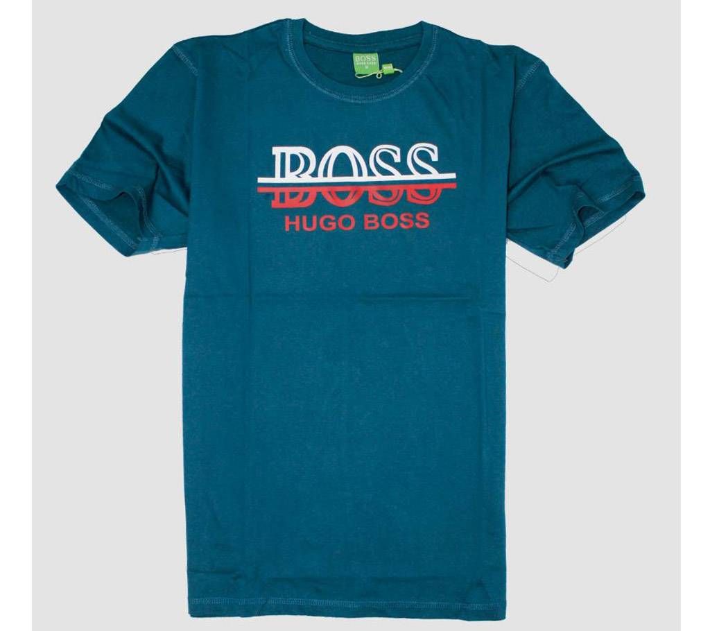 green color high density print mens t shirt