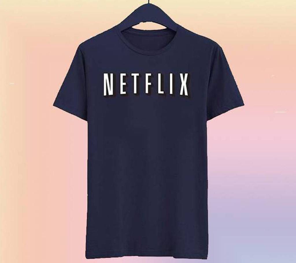Light Black Netflix Half Sleeve Cotton T Shirt For Men 