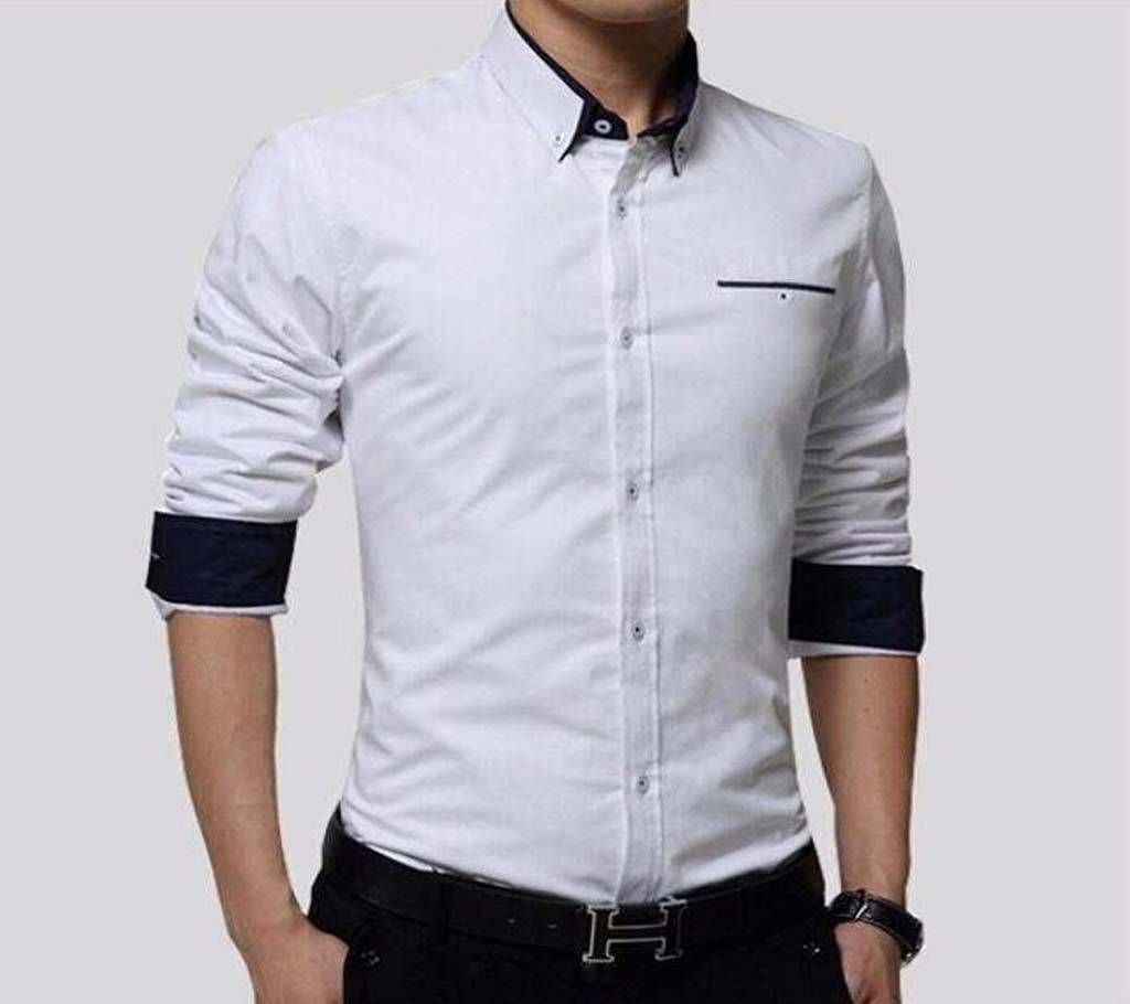 Off White Long Sleeve Casual Shirt for Men