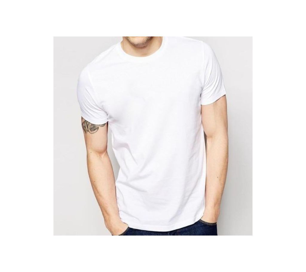Half Sleeve Gents Casual T-Shirt-White