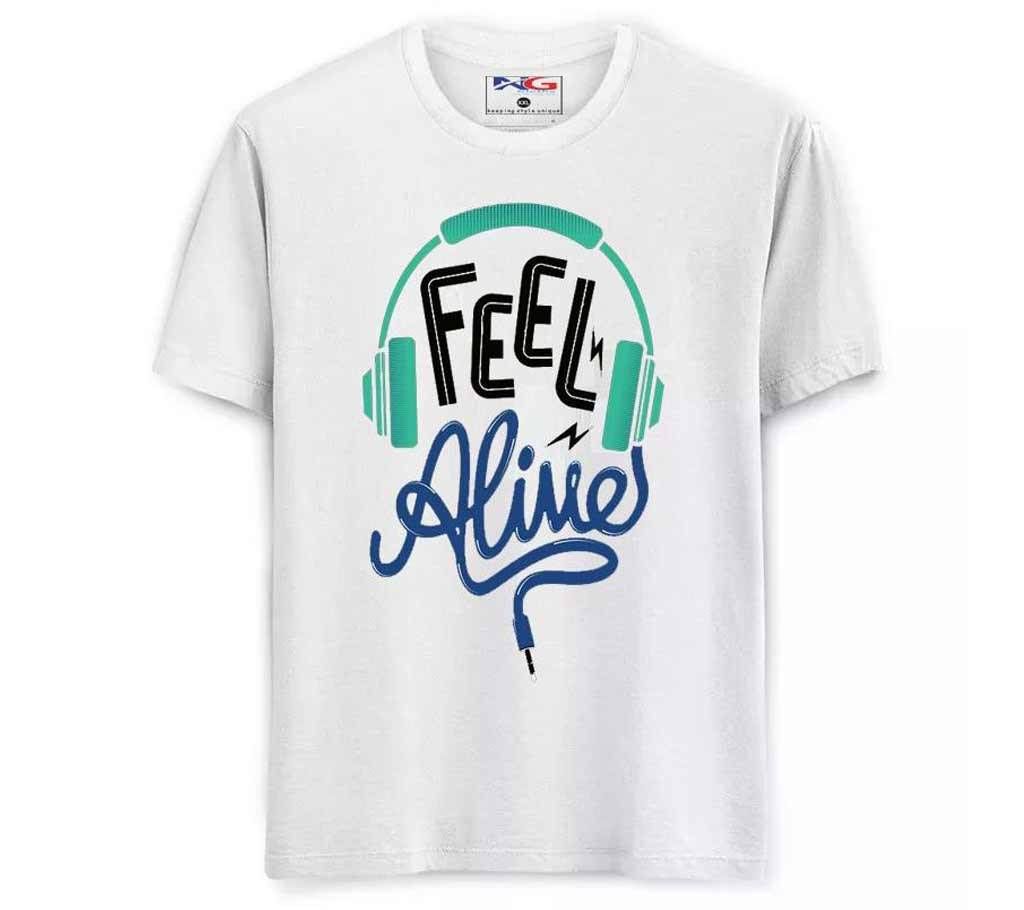 Summer T shirt - Off White with Feel Alive Design 
