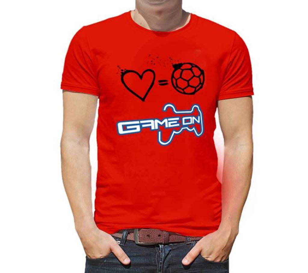 Game on round neck cotton T-shirt for men 