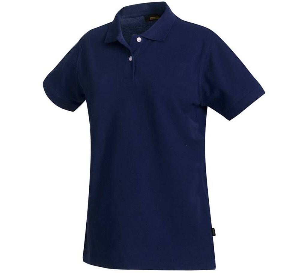Navy Blue Cotton Short Sleeve Polo Shirt For Men