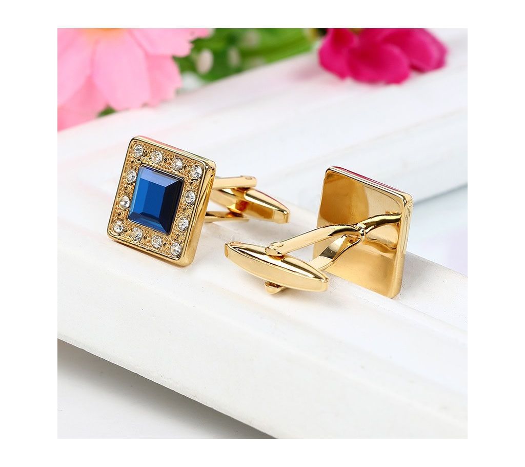 Golden blue wedding cufflinks for men cufflinks button for mens shirt