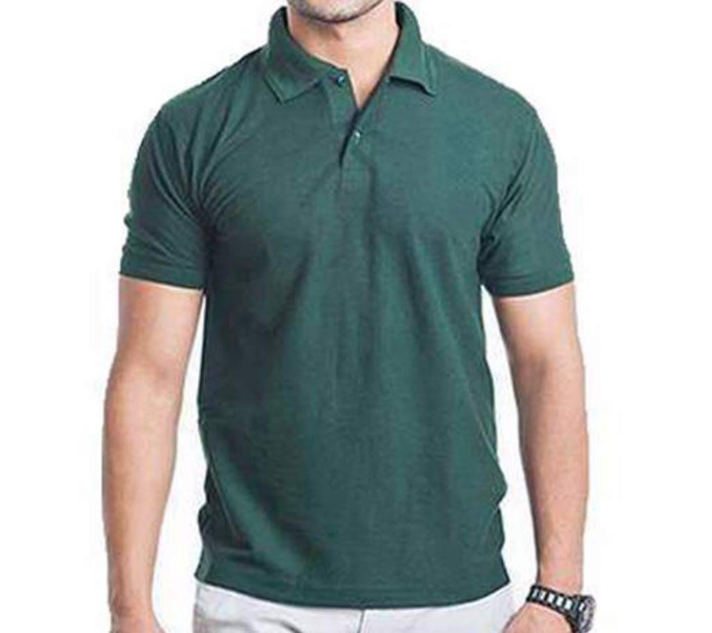 Gents Bottle Green Cotton Polo Shirt