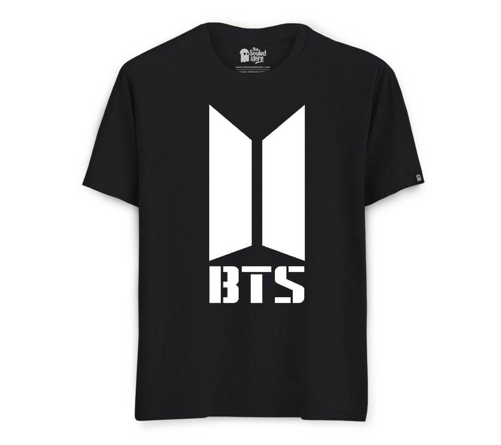 BTS Mens Half-sleeve Cotton T-shirt - Black-2