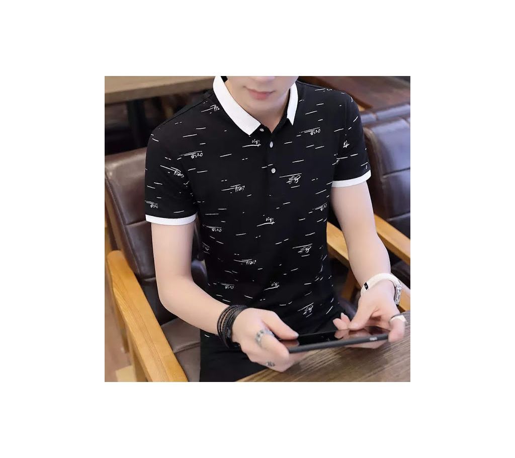 Mens Polo T-shirt Black 23