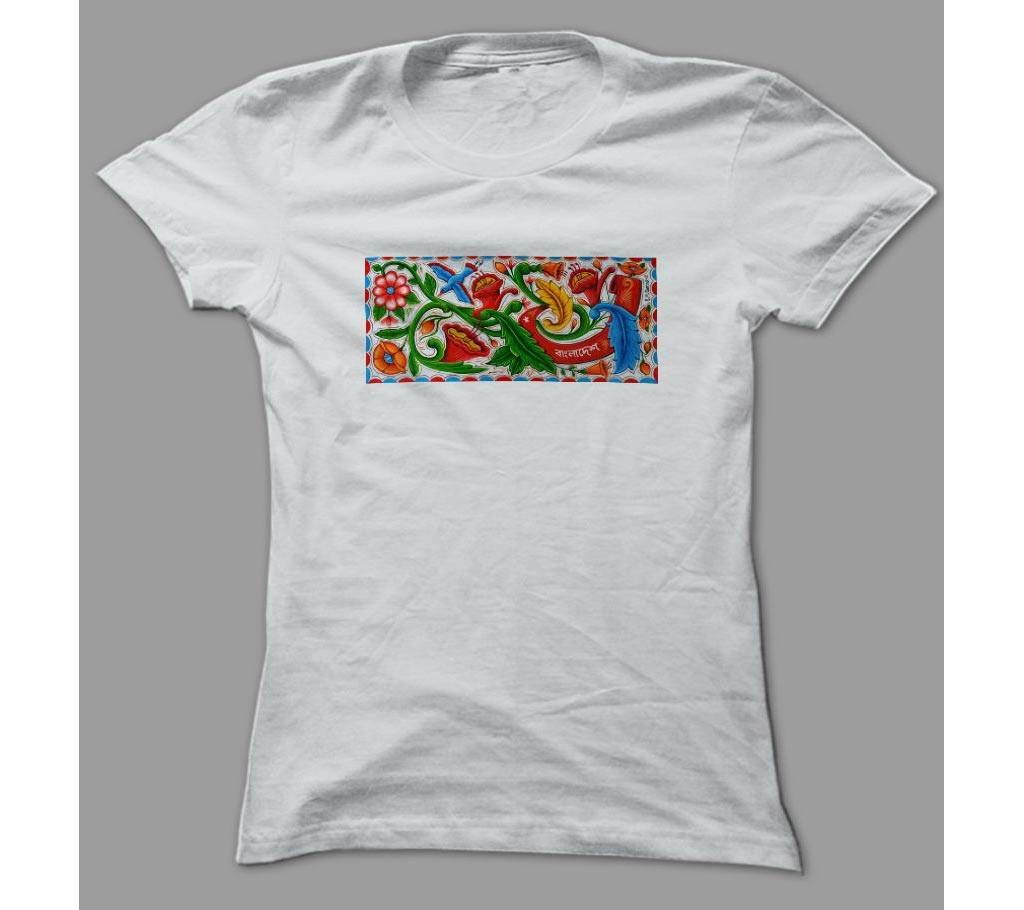 Art Flower Bangladesh White Polyester T-Shirt