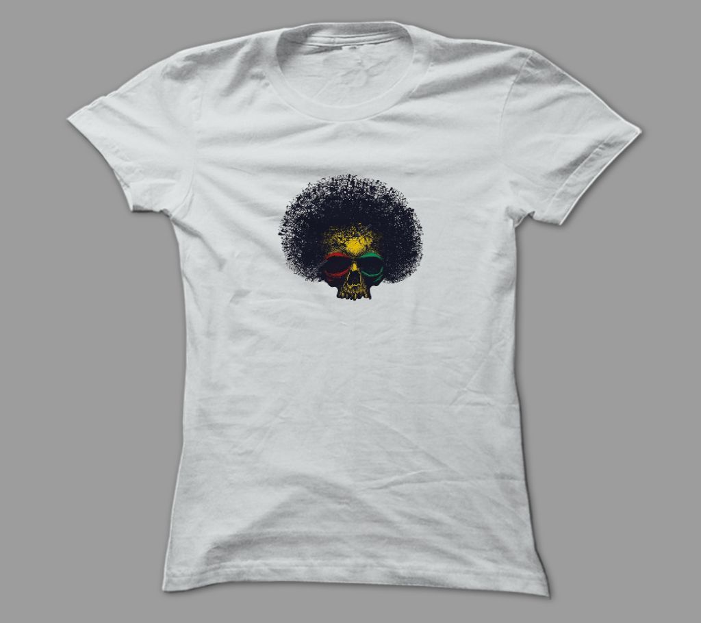Rough Skull White Polyester T-Shirt