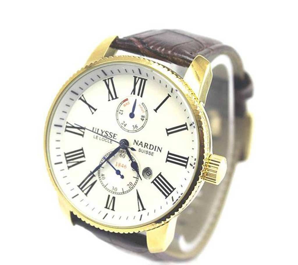 ULYSSE Leather Classic Wrist Watch