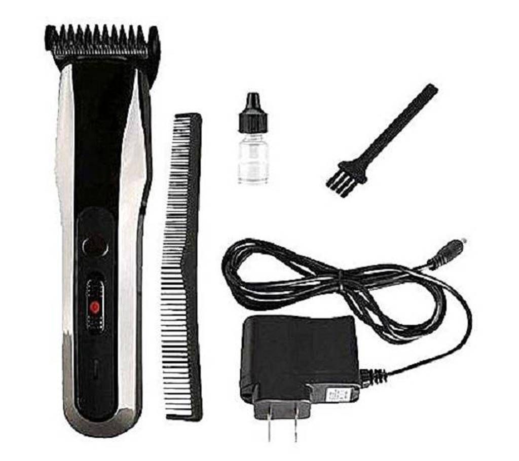 Kemei Professional Rechargeable Electric Hair Trimmer KM-7677 - Black and Silver