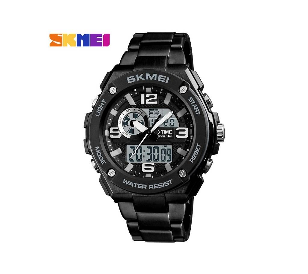 SKMEI 1333 sport alloy strap watch cheap dual time watches men