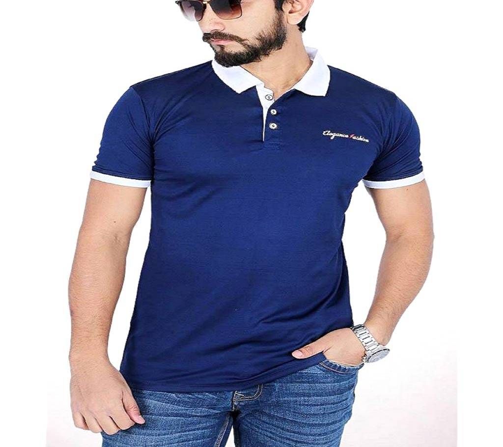 Navy Blue Micro Cotton Sort Sleeve T'shirt For Men