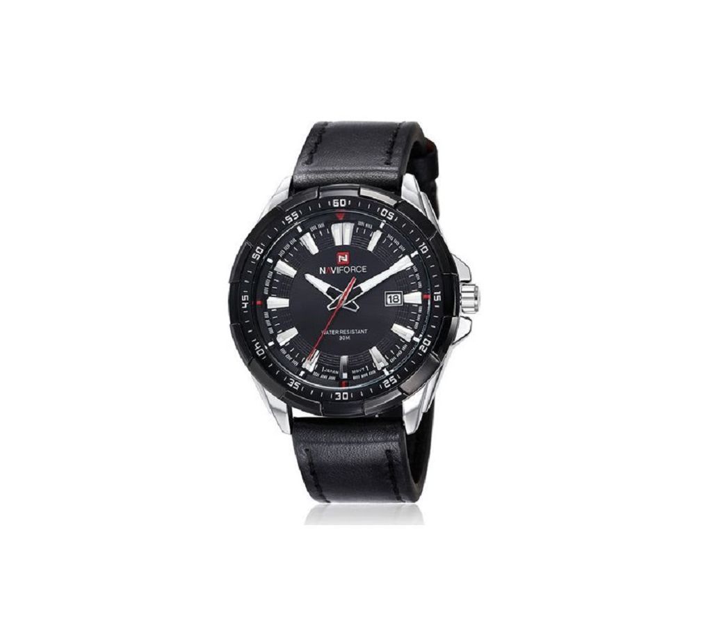 Naviforce Mens Casual Leather Analog Quartz Watch (NF9056 BB)