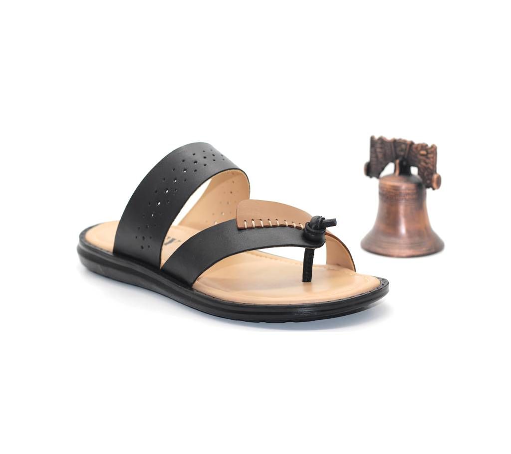 Menz Casual Leather Sandals LFL- 032L Black+ Camel