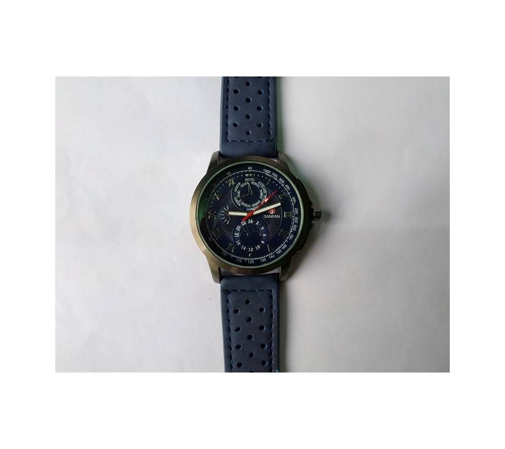 Leather wrist Watch For Men-Blue