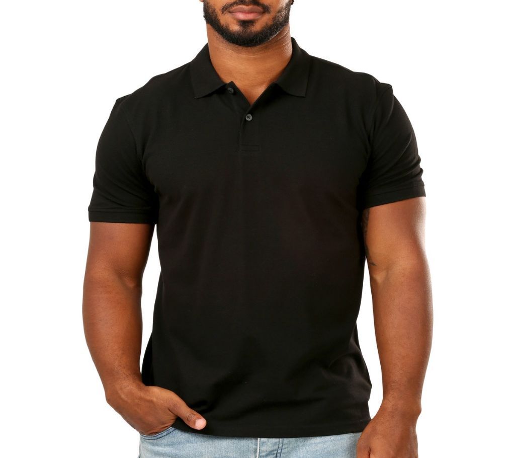 Half Sleeve Black Polo Shirt For Men