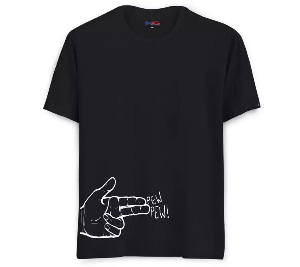 Rubber Print Summer T-shirt - 640 - Black - Pew Pew - LEB