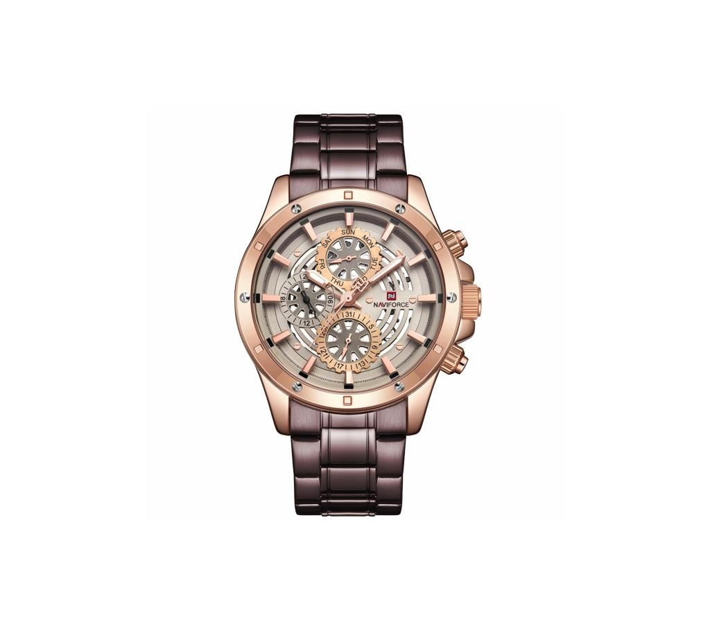NAVIFORCE NF9149 Purple Magenta Stainless Steel Chronograph Watch For Men - RoseGold & Purple Magenta