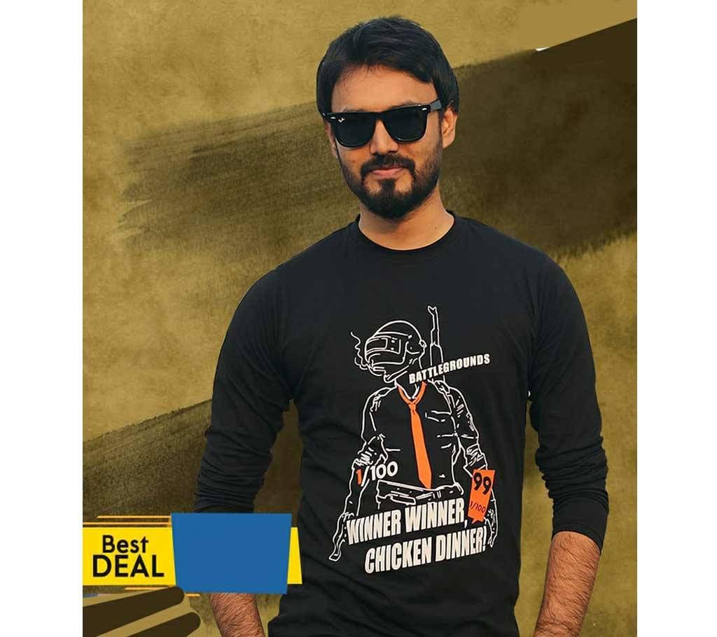 Battlegrounds Mens Full-sleeve Cotton T-shirt - Black 