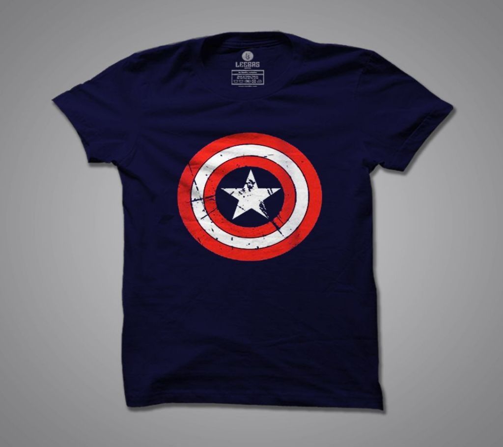 Half Sleeve Cotton T shirt-CAPTAIN AMERICA