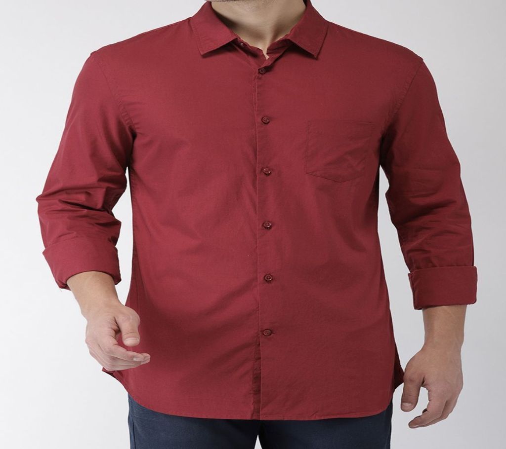 Casual Cotton Shirt For Men -Maroon