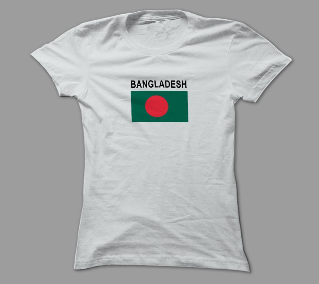 Bangladeshi Flag White Polyester T-Shirt