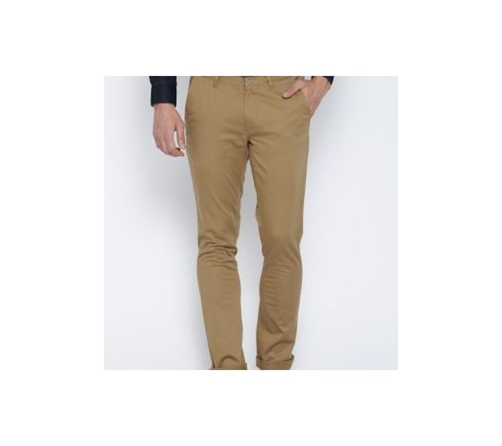 Ecru Brown Khaki Slim Fit Gabardine Pant - 04