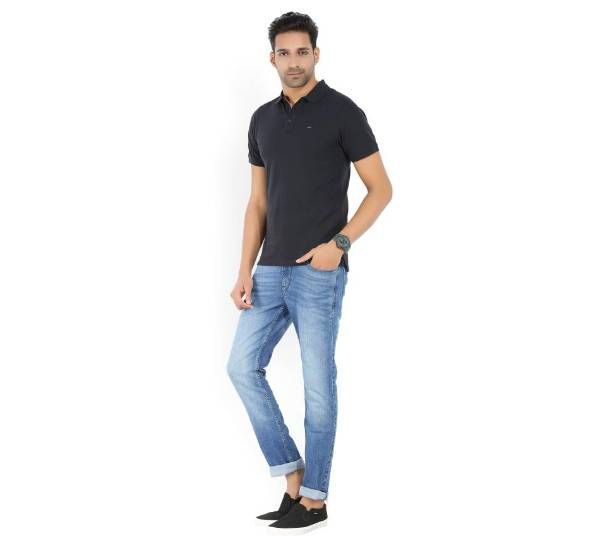 Tommy Hilfiger Solid Men's Polo Neck Black T-Shirt