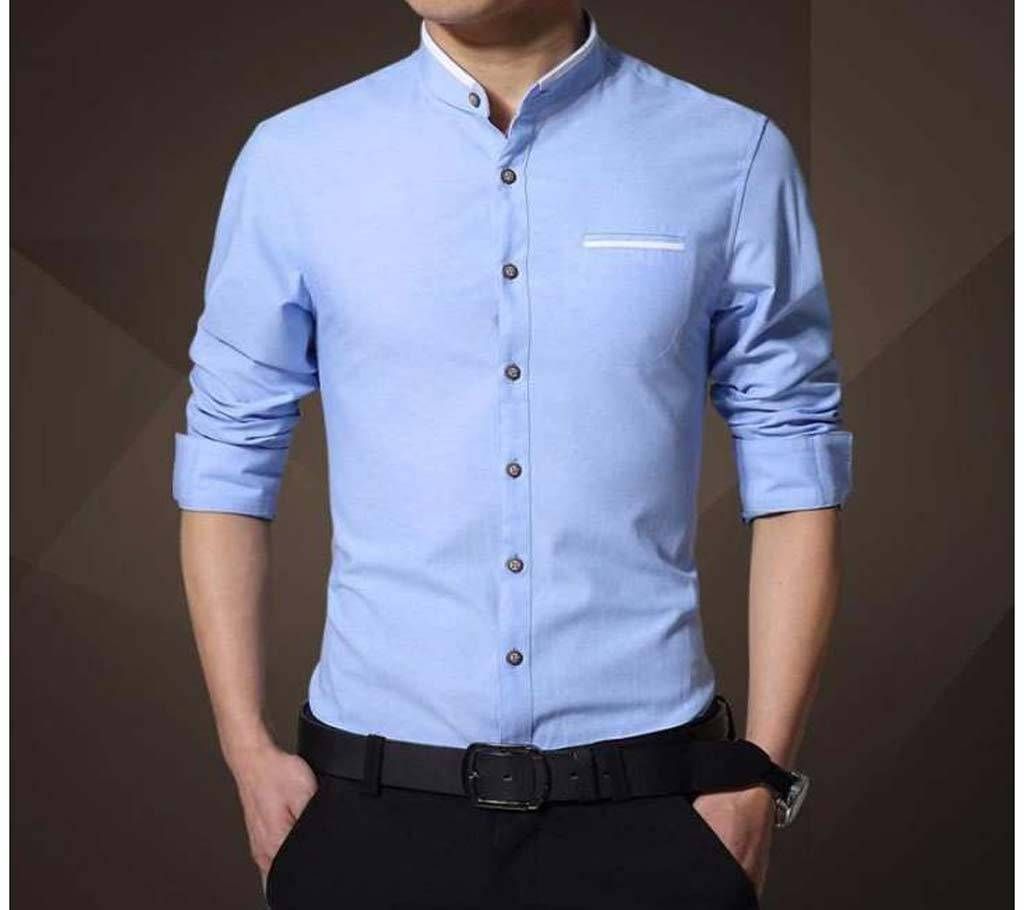 Light Blue Long Sleeve Casual Shirt for Men