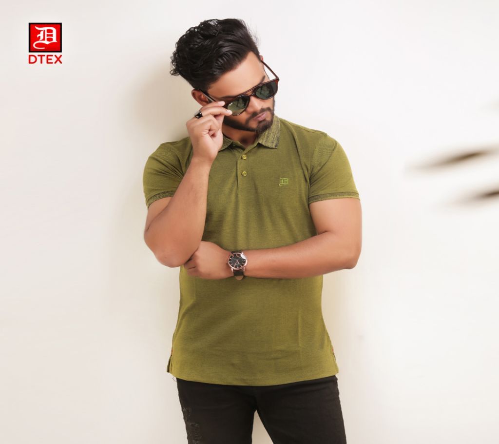 Deep Olive Color Half Sleeve Executive Regular Fit Polo Shirt for Men