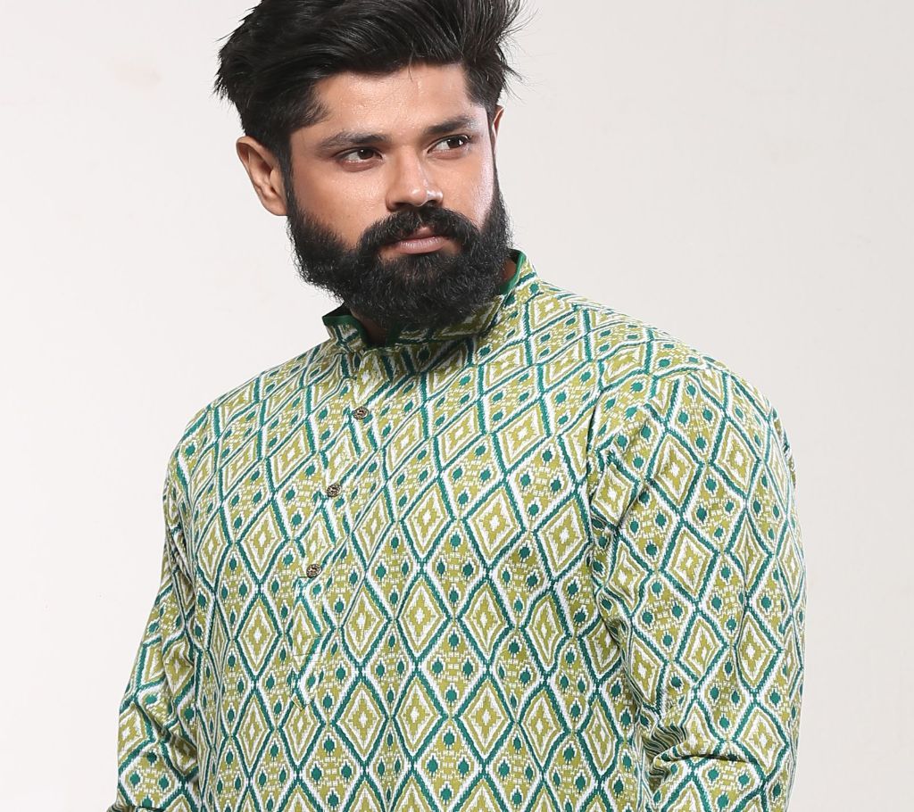 Mens Punjabi - Lime Teal Pattern - MPL 72(Code-SU920)
