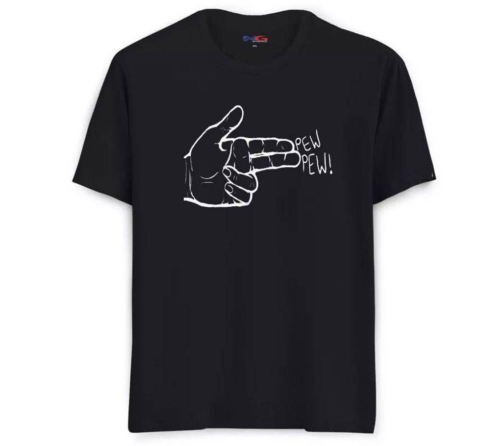 Rubber Print Summer T-shirt - 643 - Black - Big Pew Pew - LEB