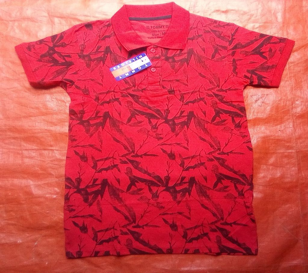 Multi-color red polo shirt for men