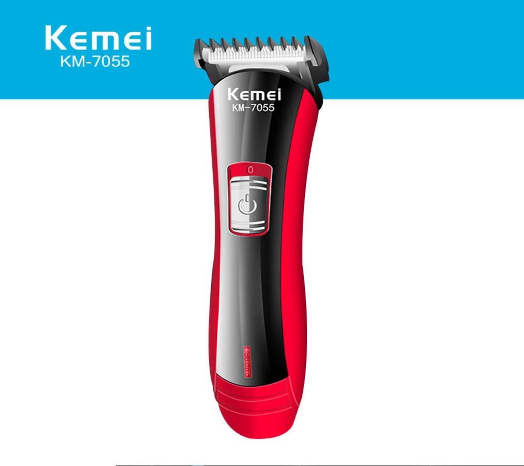 Kemei KM-7055 Rechargeable Beard Trimmer With 4 Different Size Clippers