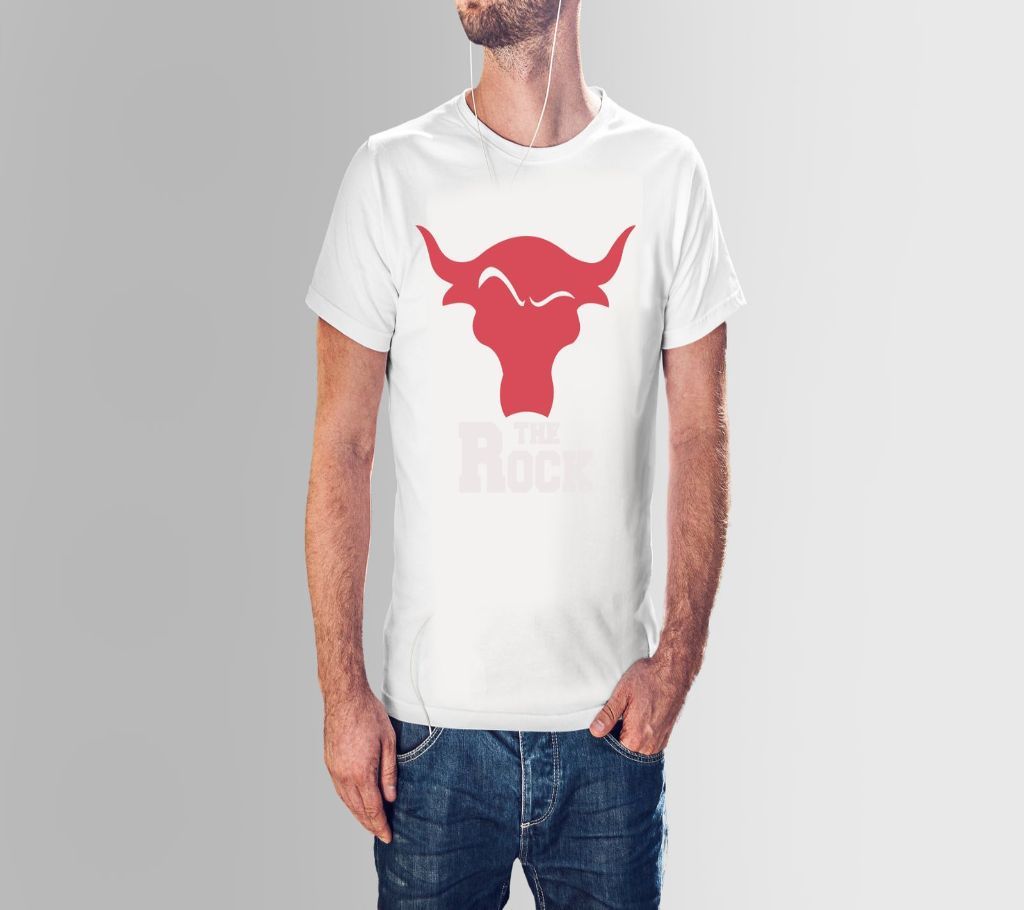 Rubber Print Cotton T-shirt - White - The Rock - CHS