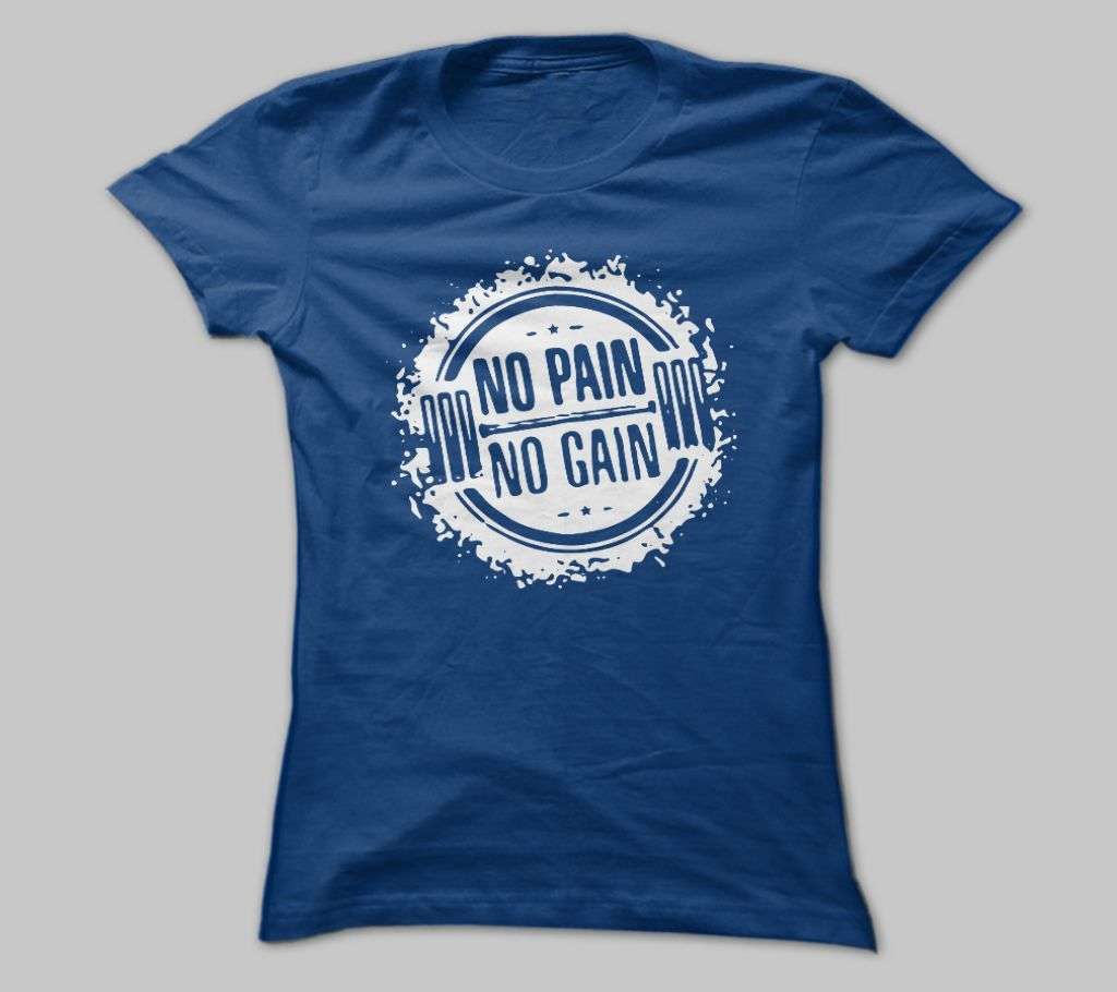 NO PAIN NO GAIN 2 NAVY BLUE COTTON TSHIRT FOR MEN