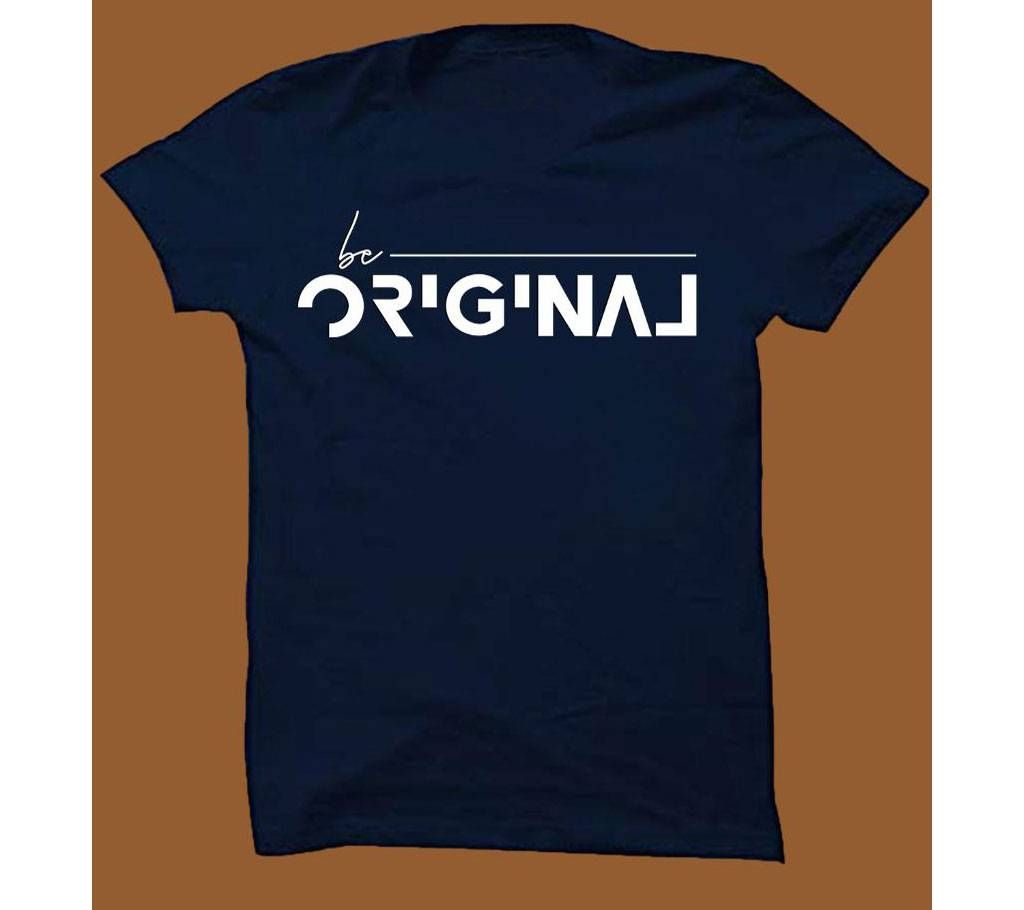 Navy Blue Cotton Short Sleeve T-Shirt for Men NBTS007