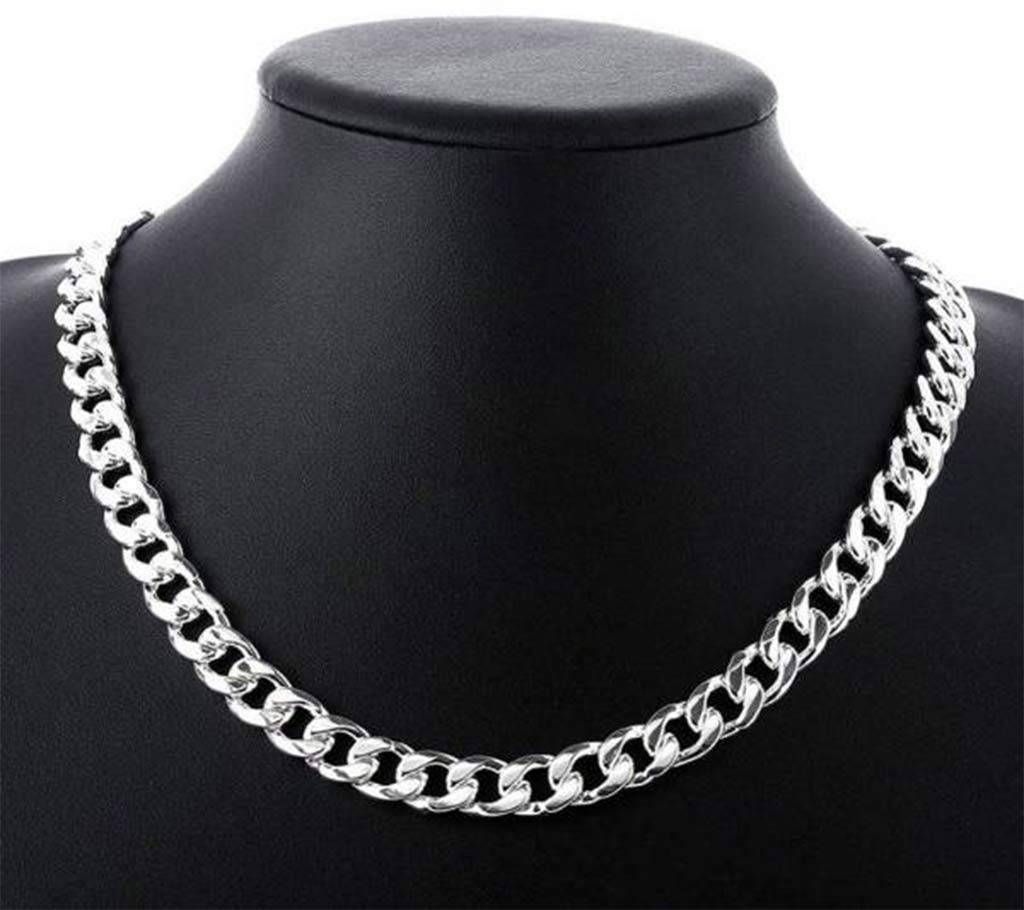 White plated Mens necklace 