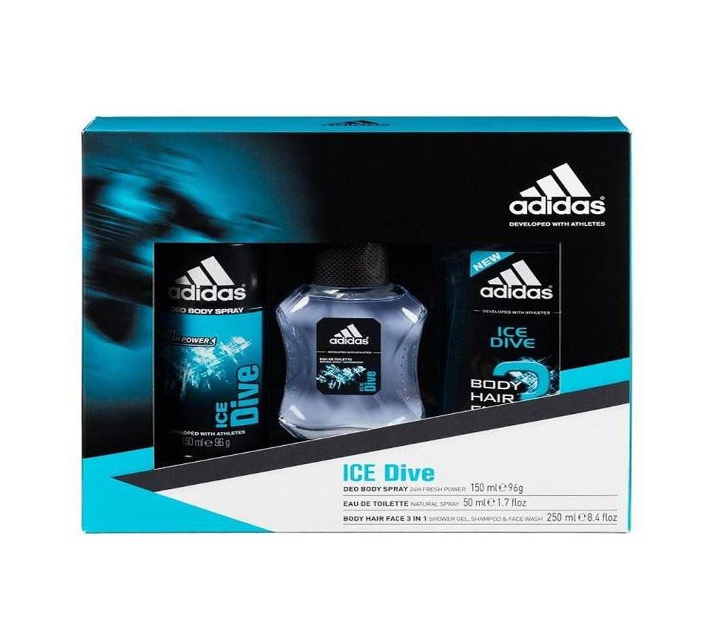 Adidas Ice Dive Set(Perfume-Body Spray-Shower Gel EU 