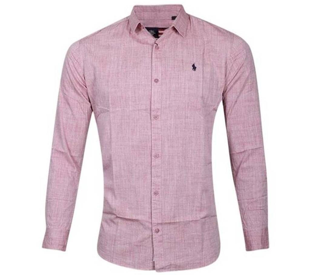 Blush Pink Cotton Long Sleeve Casual Shirt for Men