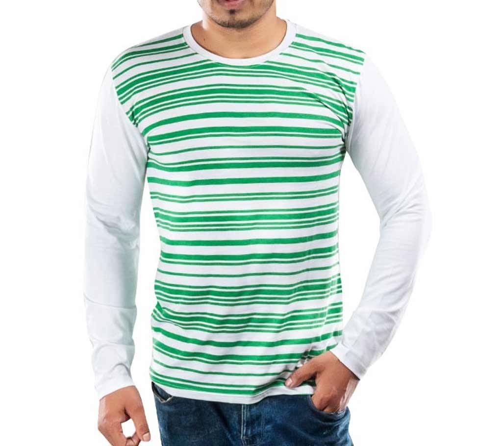 Mens Full Sleeve T-Shirt 37869 - GREEN/WHITE