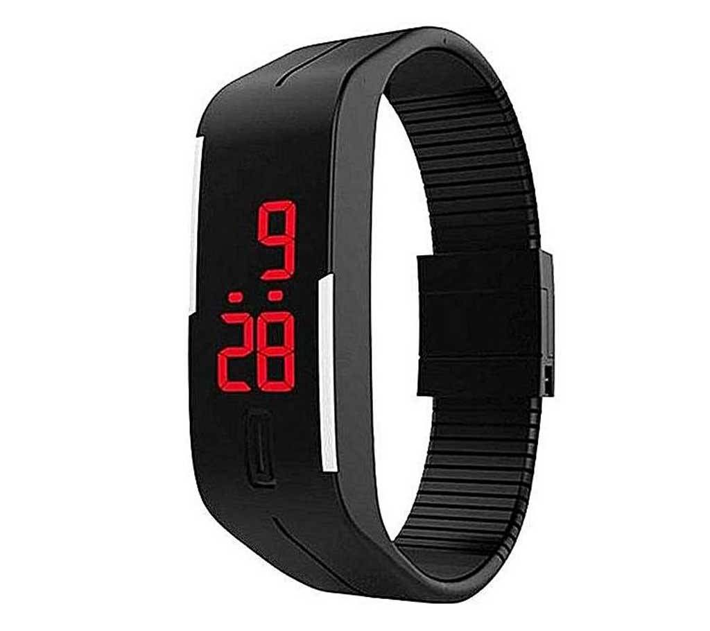 Gents Black Silicon LED Sports Watch