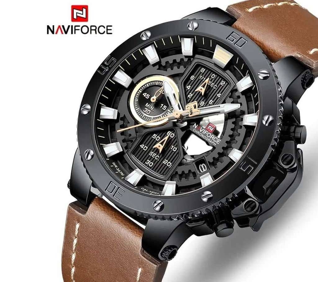NAVIFORCE 9159 Luxury Sports Chronograph Military Army PU Leather party watch for Men-