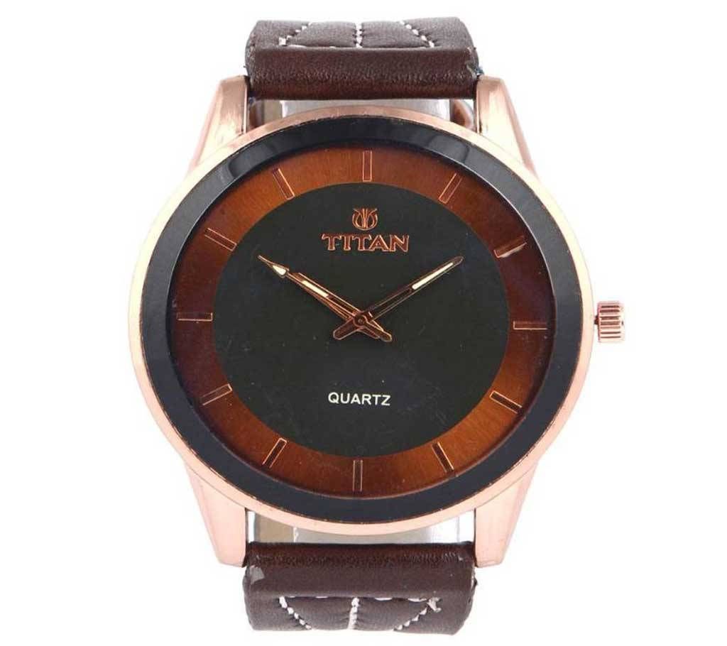 Leather Wrist Watch For Men - Brown