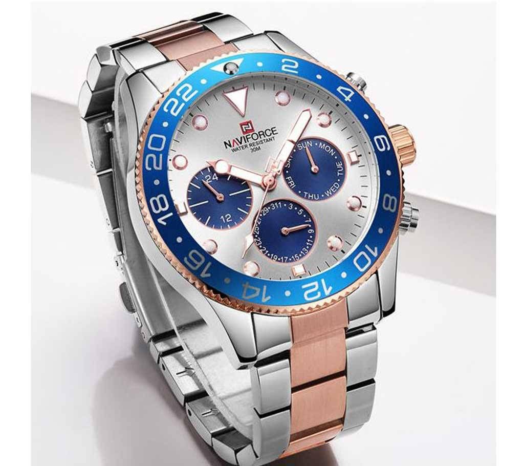 NAVIFORCE NF9147 Silver And RoseGold Two-Tone Stainless Steel Chronograph Watch For Men - RoseGold & Silver