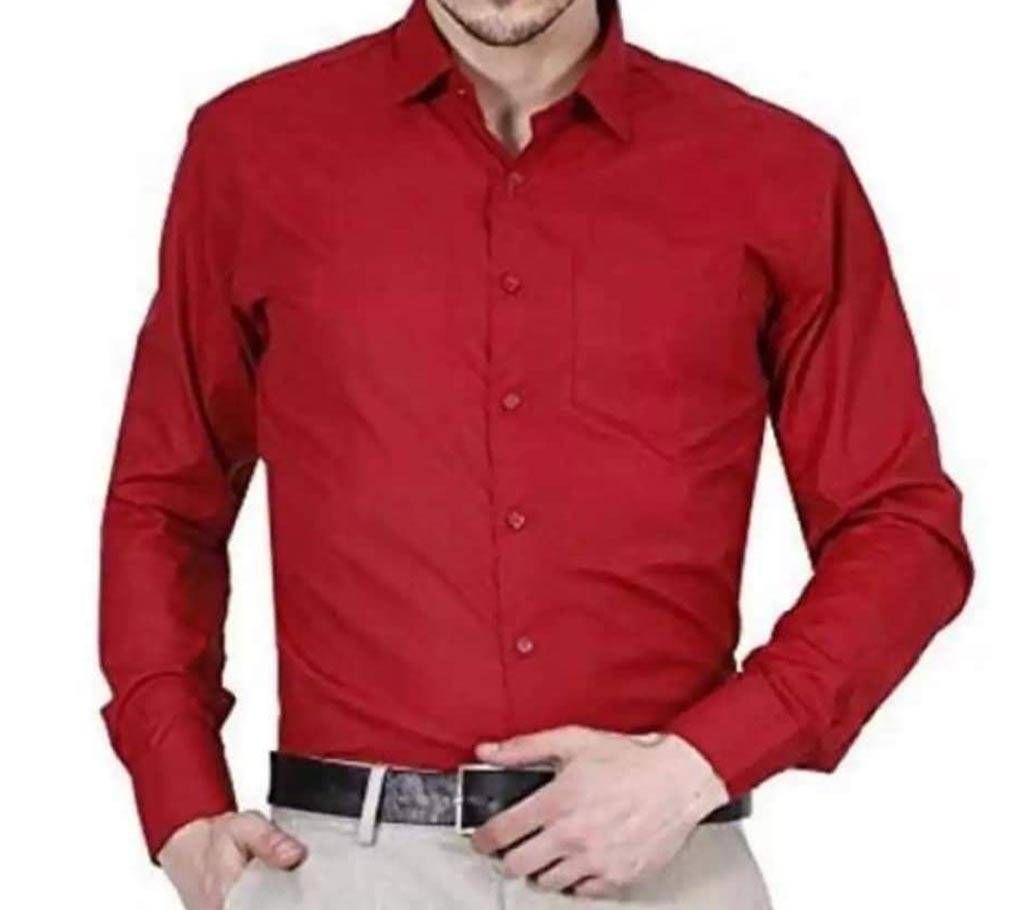 Red Maroon-Mens Casual Smart Shirt