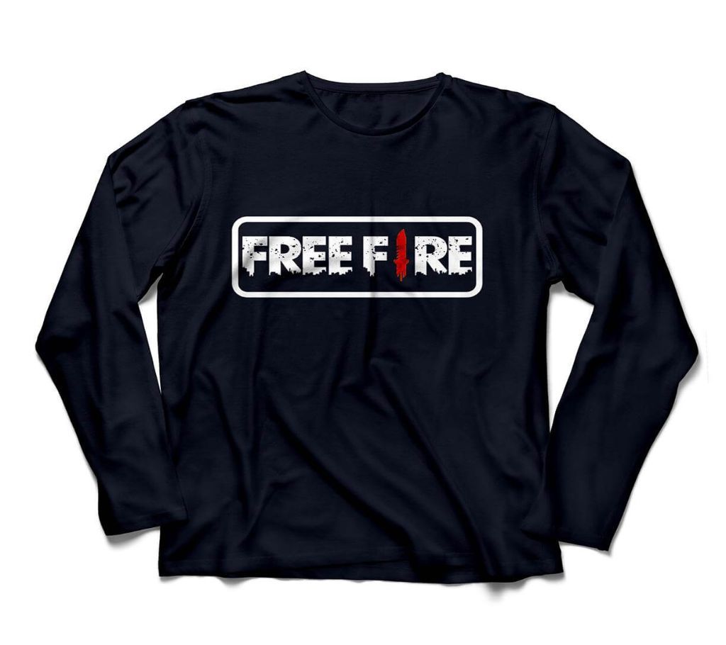 Garena Free Fire High Quality Rubber Printed Full Sleeve Cotton T-shirt For Men