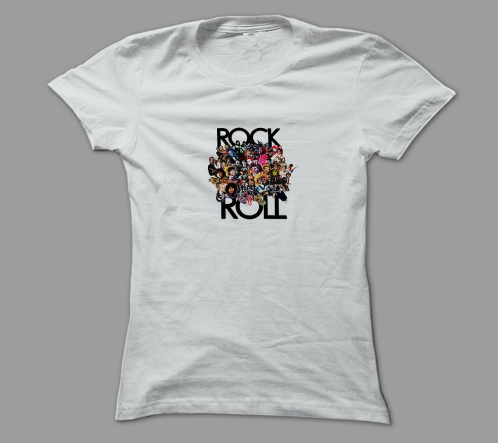 Rock And Roll White Polyester T-Shirt